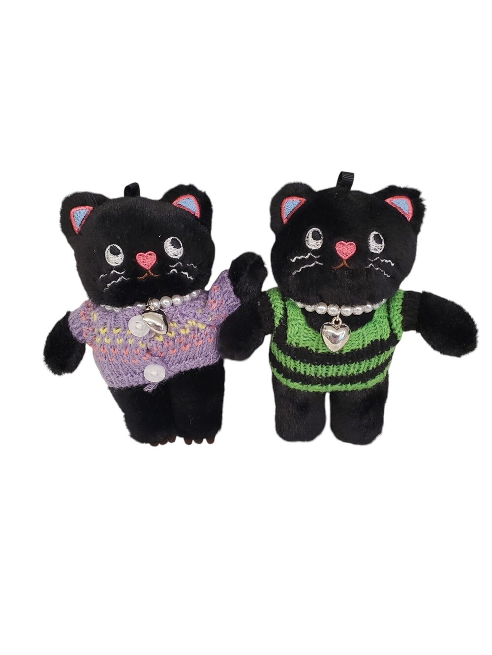 Black Cats Kawaii Cats Bundle Purse Charm Key Chains Plush Pets 6"
